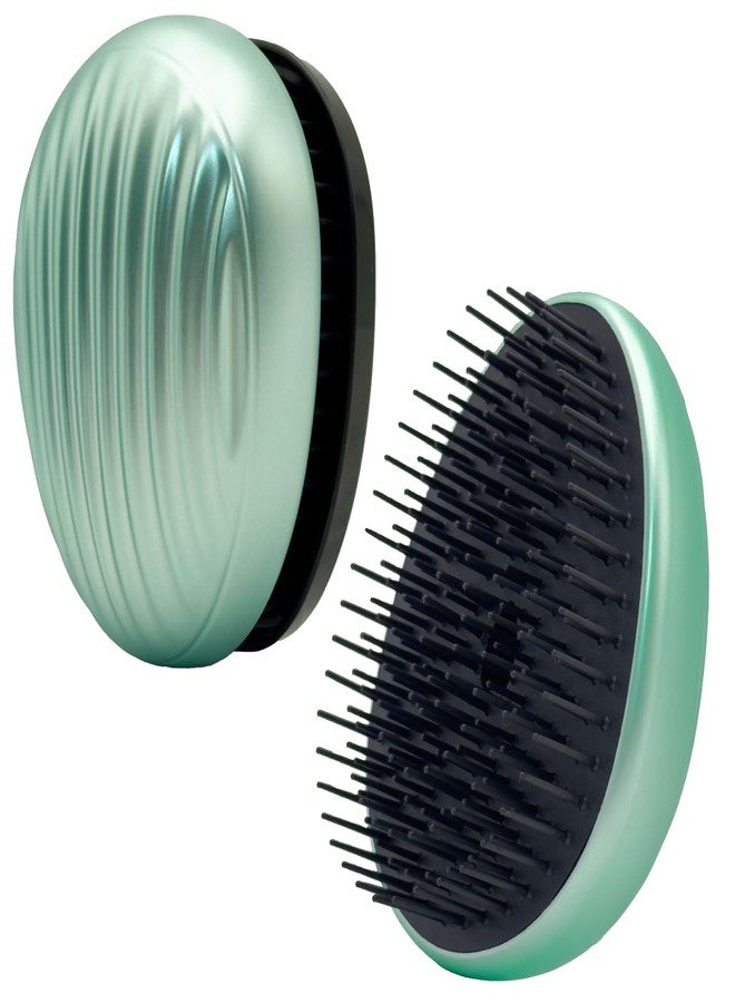 WYNK Matte Green Travel Hair Brush - Detangling & Scalp Care Brush for Women & Men, Portable Compact Hair Brush with Protective Cover, Nylon Bristles (Multiple Colors, Sophisticated Green) - Image 1